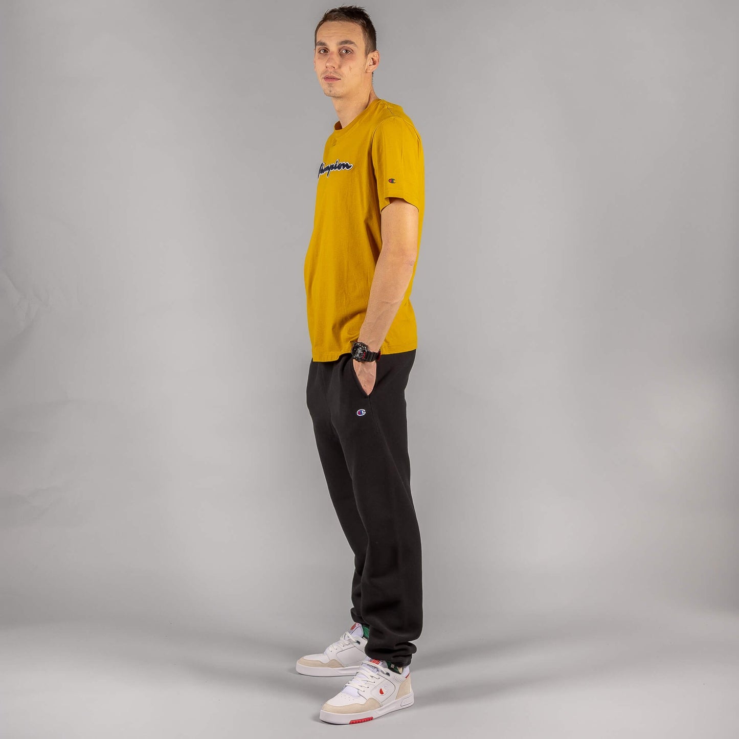 Champion Logo Crewneck T-Shirt Yellow