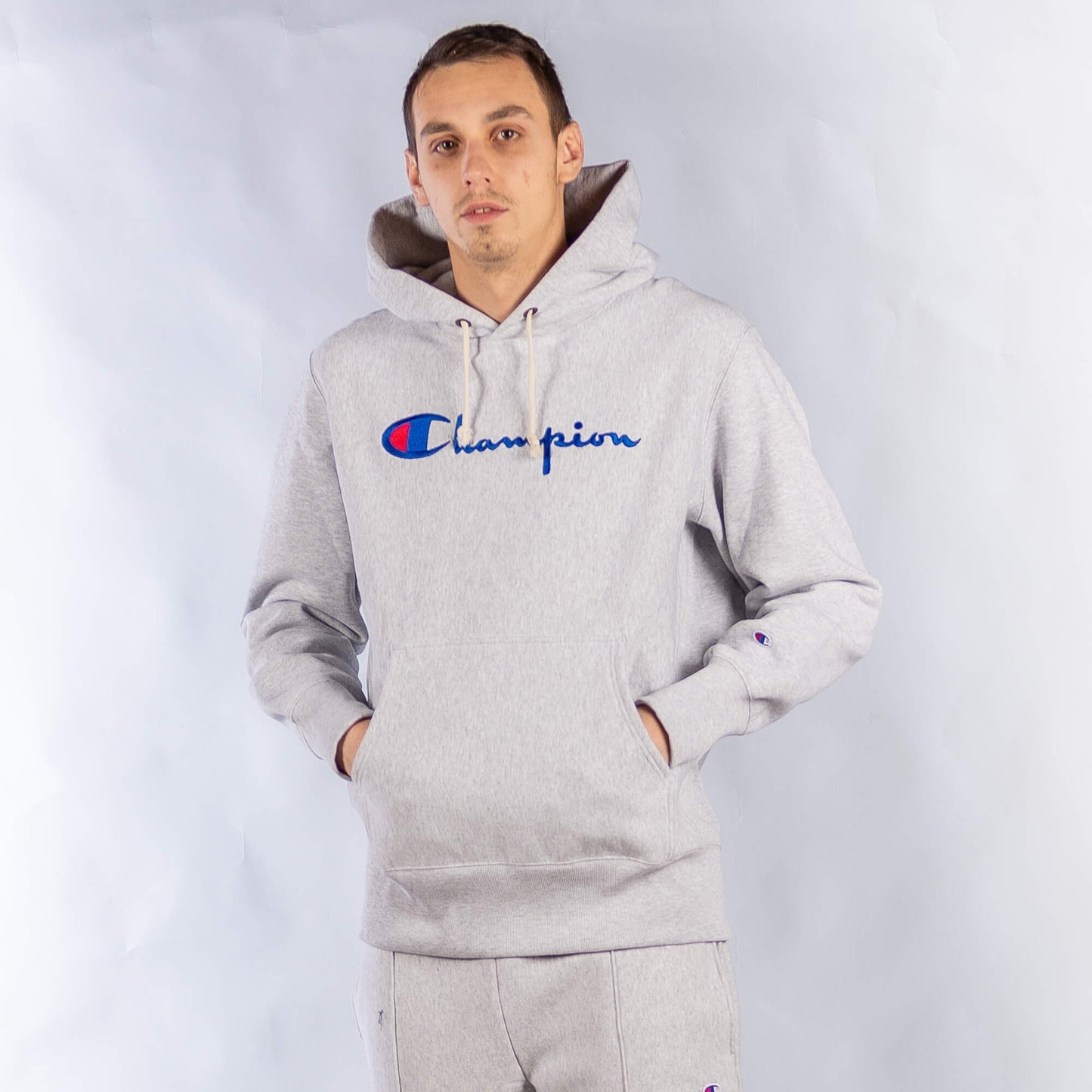 Mikina s kapucňou Champion Premium RWSS 1952 Hooded Sweatshirt šedá