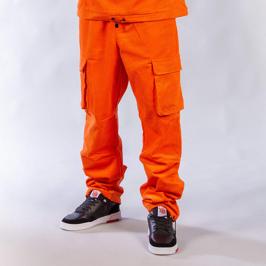 Sean John Script Logo Corduroy Trackpants Orange