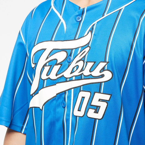 Fubu - Varsity Pinstriped Baseball Jersey offwhite