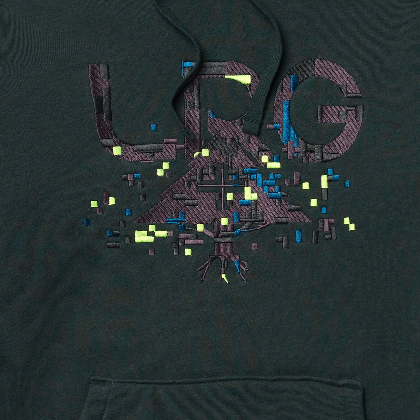 LRG GLITCH MESSAGE L 47 PULL OVER HOODIE DARK GREEN