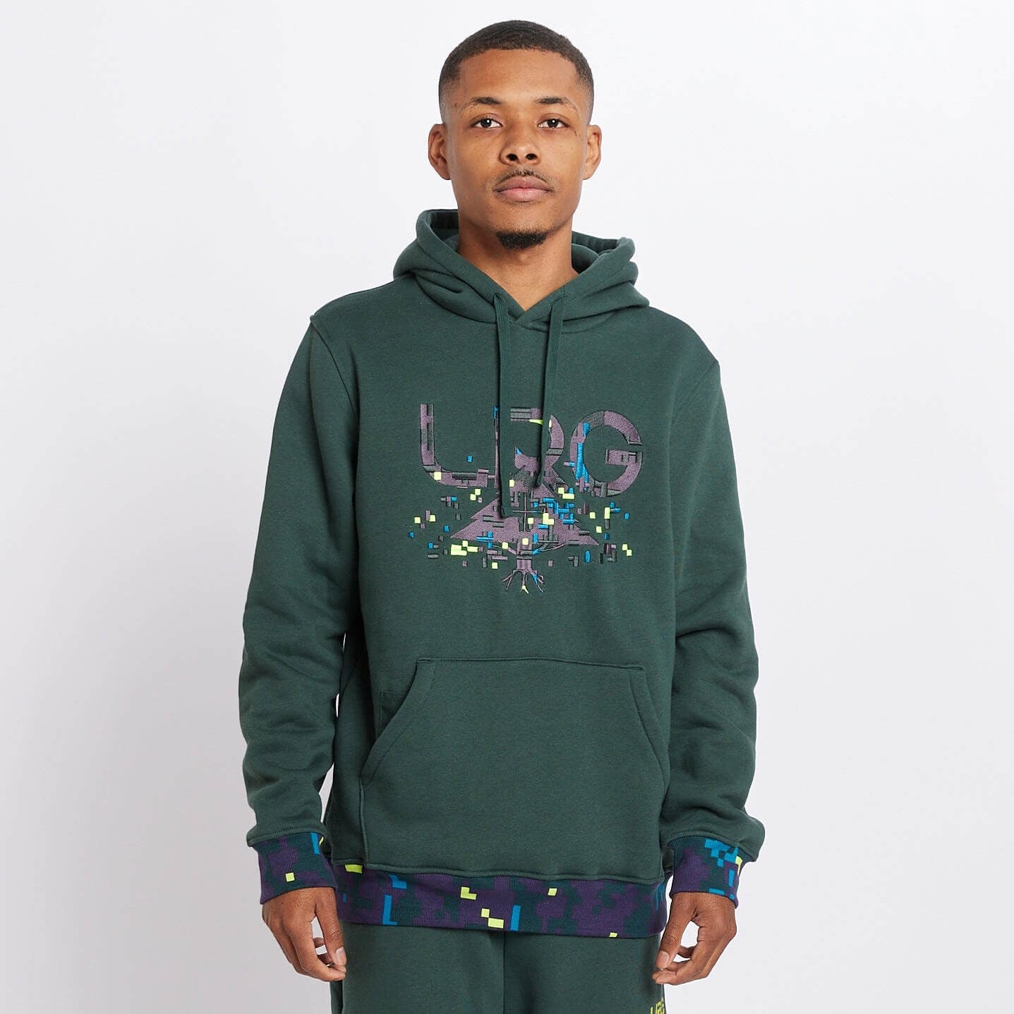 LRG GLITCH MESSAGE L 47 PULL OVER HOODIE DARK GREEN