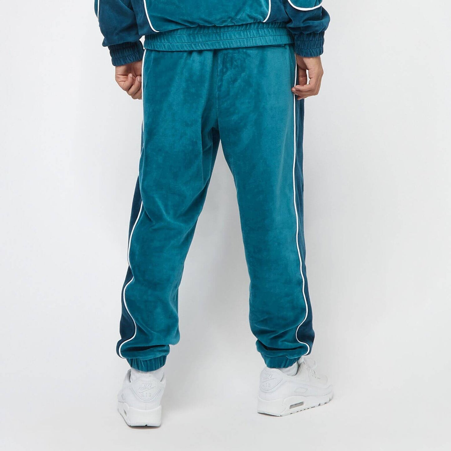 Sean John Script Logo Colorblock Velvet Trackpants Light Petrol/Dark Petrol