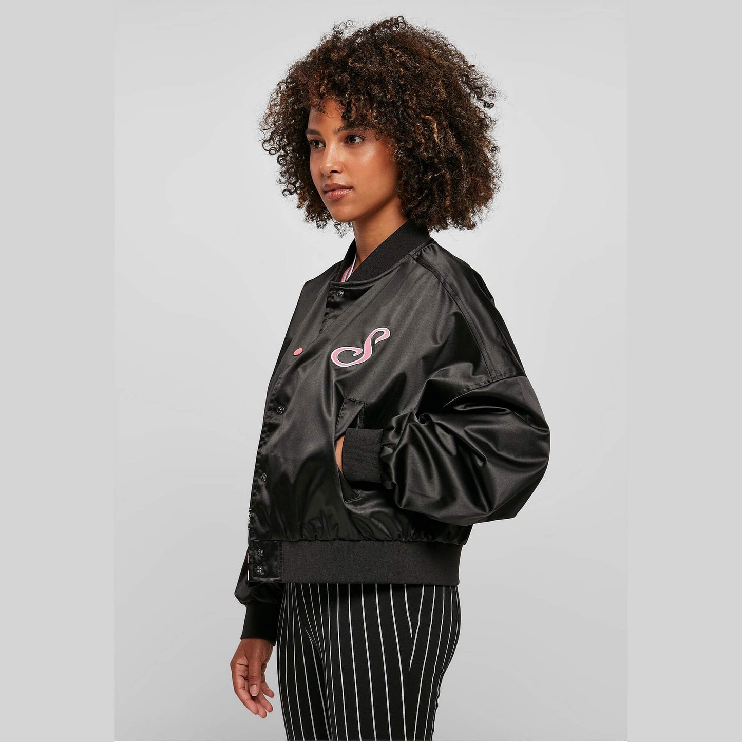 Ladies Starter Satin College Jacket black