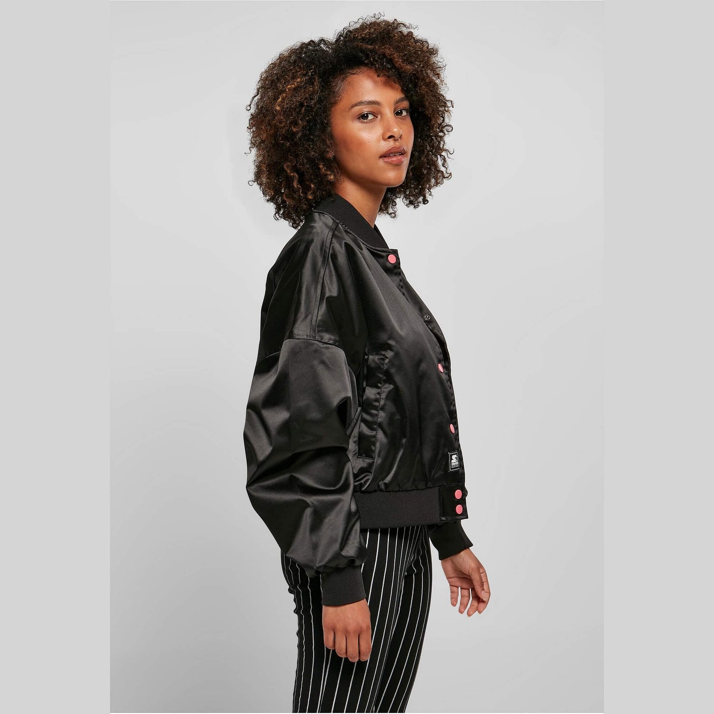 Ladies Starter Satin College Jacket black