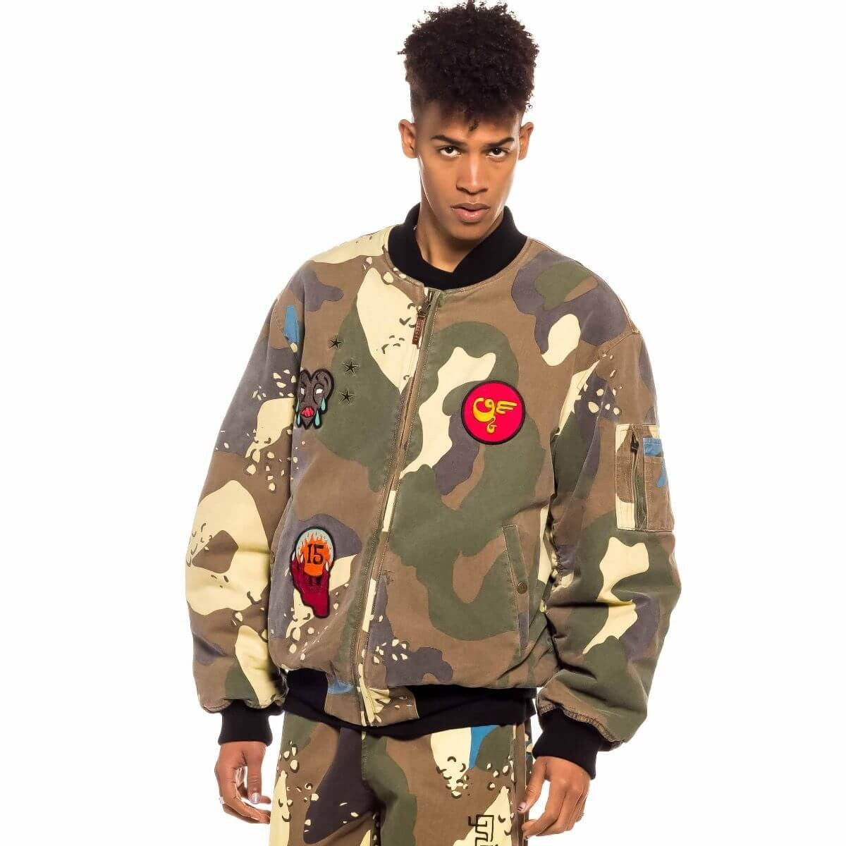 GRMY GRIMEY WEAR GLORIFIED CAMO BOMBER JACKET CAMO