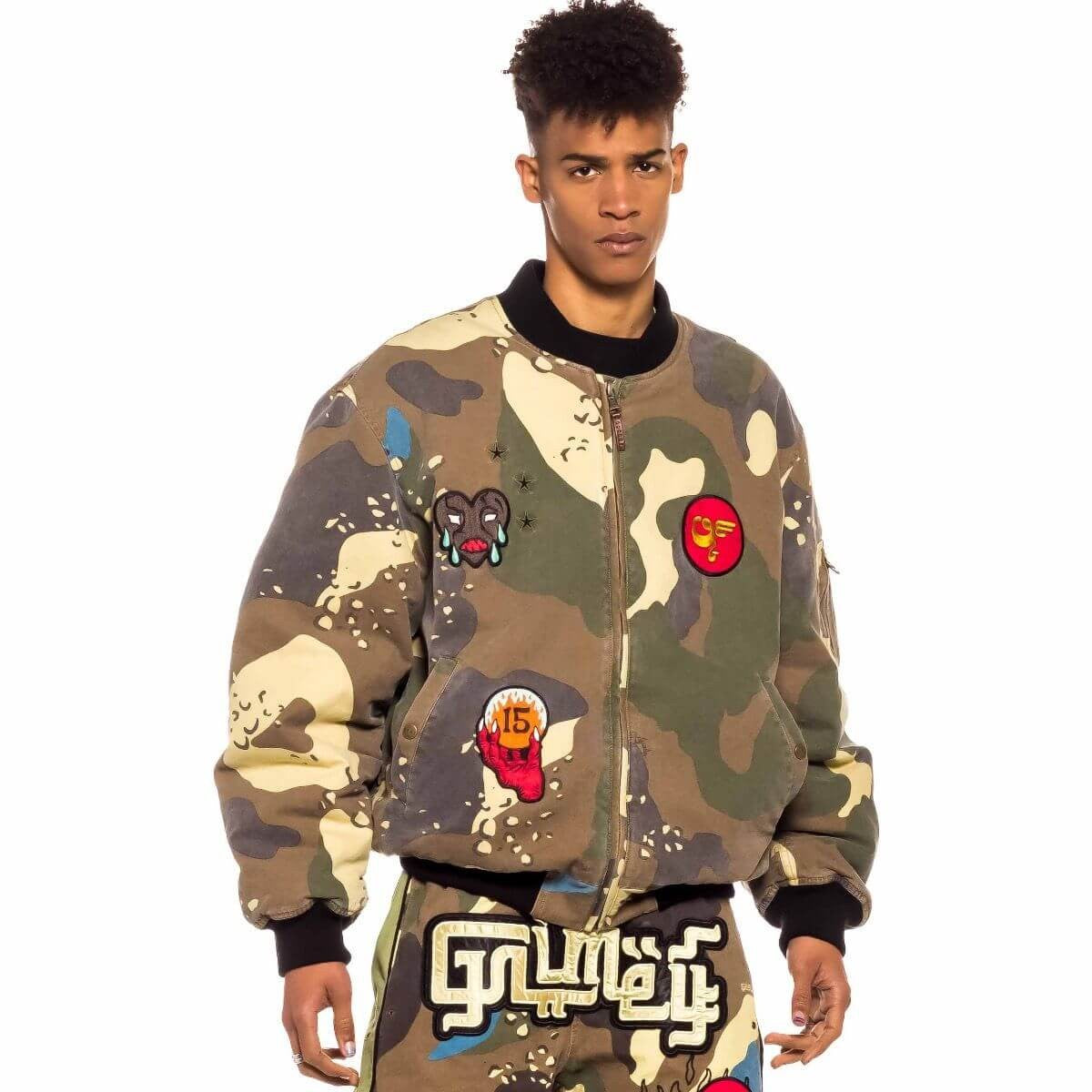 GRMY GRIMEY WEAR GLORIFIED CAMO BOMBER JACKET CAMO