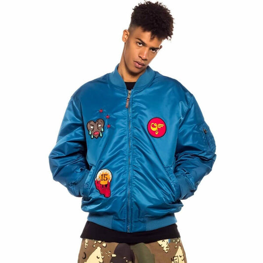 GRMY GRIMEY WEAR GLORIFIED BOMBER JACKET BLUE