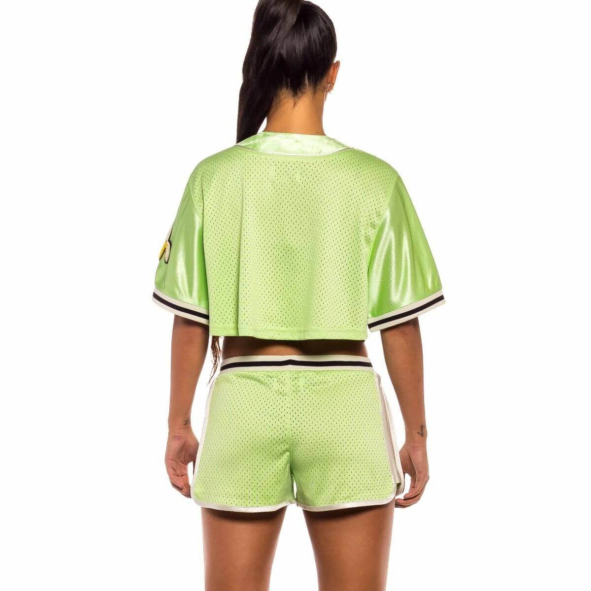 GRMY GRIMEY WEAR JUNGLE PUNCH GIRL MESH CROP BASEBALL JERSEY GREEN