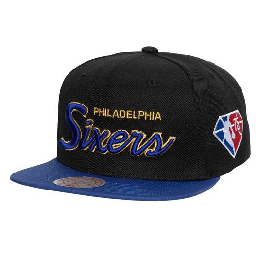 Mitchell & Ness NBA 75TH GOLD SNAPBACK PHILADELPHIA 76ERS BLACK