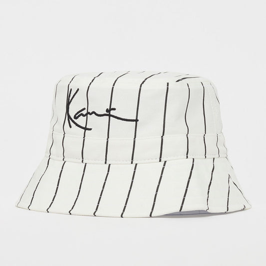 Karl Kani KK Signature Pinstripe Bucket Hat white/black