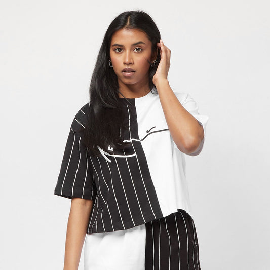 Karl Kani KK Signature Splid Crop Pinstripe Tee black/white