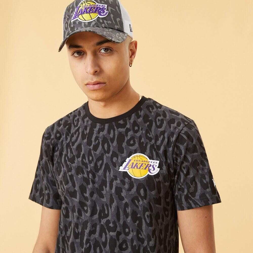 NEW ERA tričko NBA Seasonal aop tee LOS ANGELES LAKERS Grey