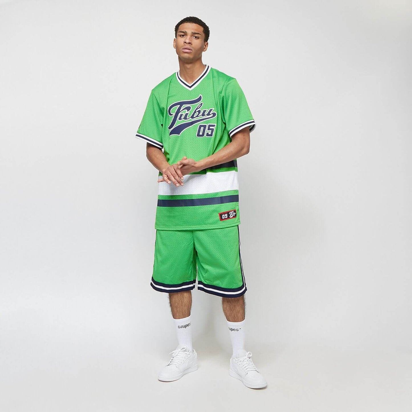 FUBU Varsity Mesh Tee green/navy/white