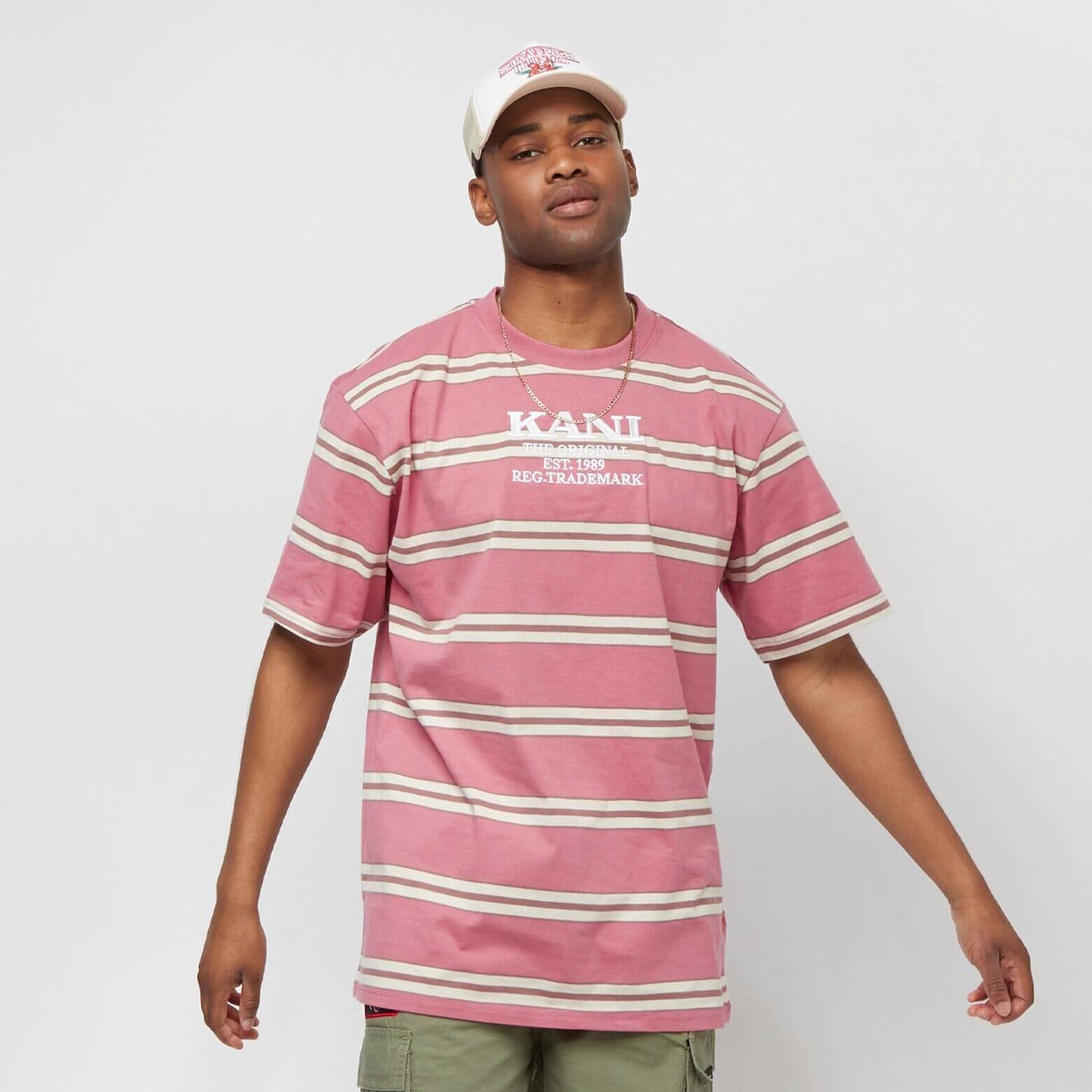 Karl Kani Retro Stripe Tee rose/brown/light sand