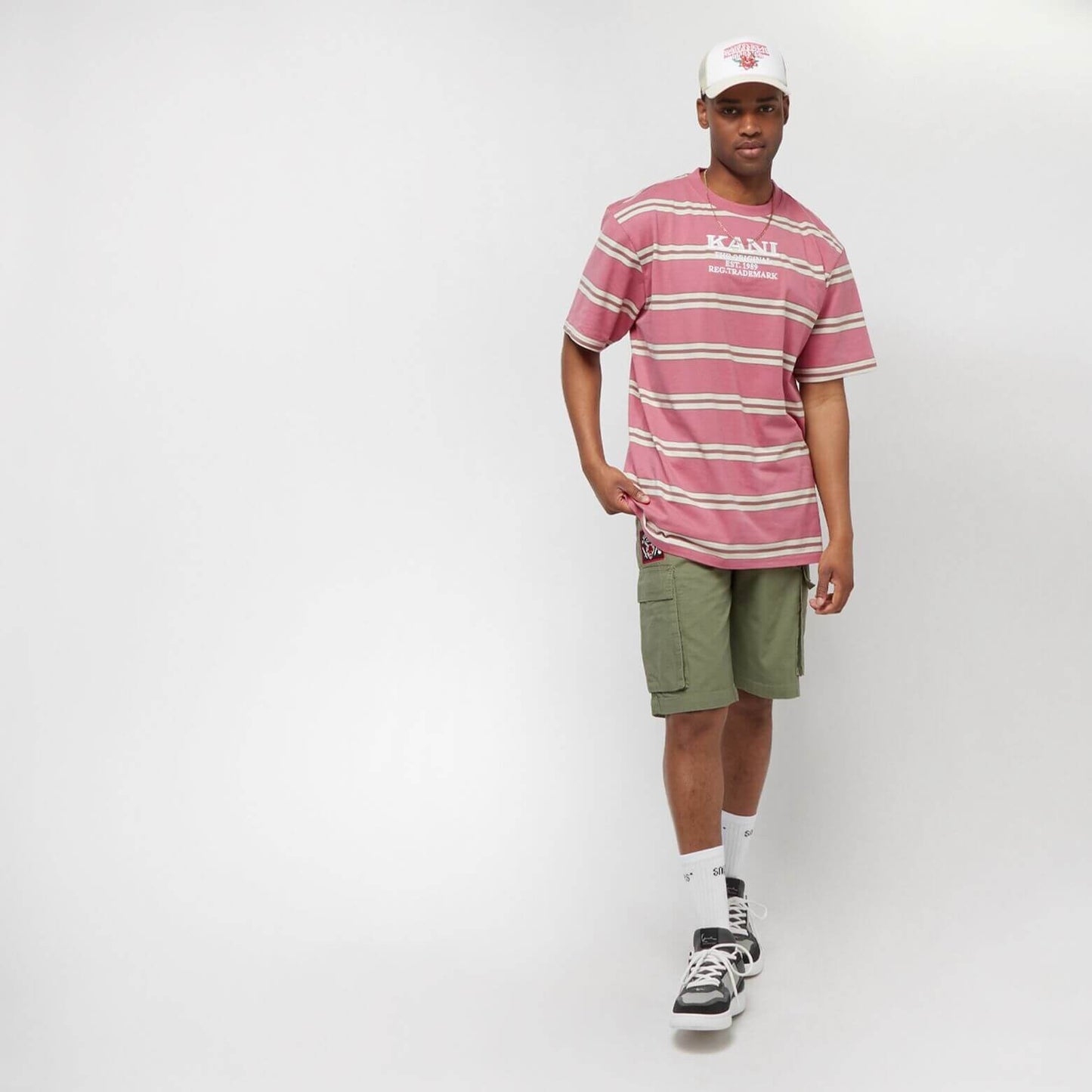 Karl Kani Retro Stripe Tee rose/brown/light sand