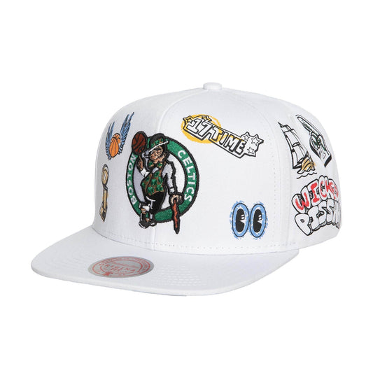 Mitchell & Ness NBA HAND DRAWN SNAPBACK NBA BOSTON CELTICS WHITE