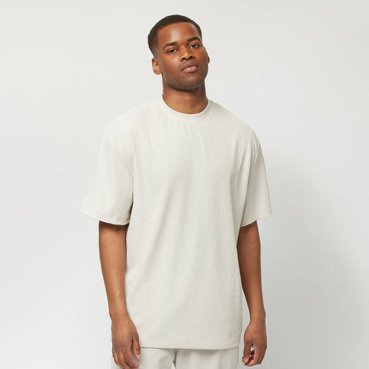 Sean John Metall Logo Plissee Tee light grey