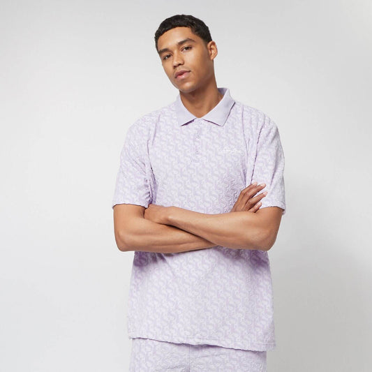 Sean John Monogram Logo Devoré Velours Poloshirt lilac