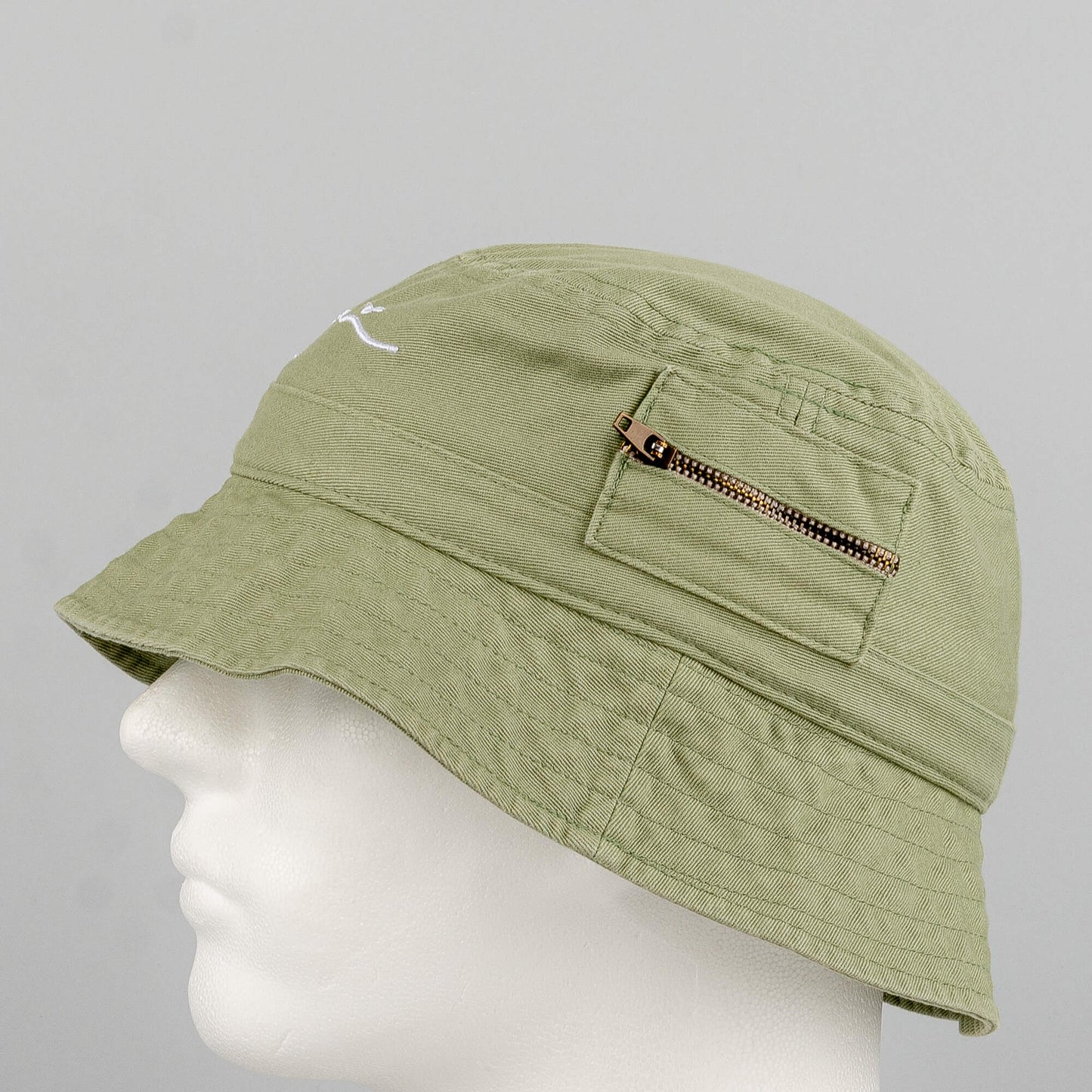 Karl Kani KK Signature Washed Zip Bucket Hat dark mint