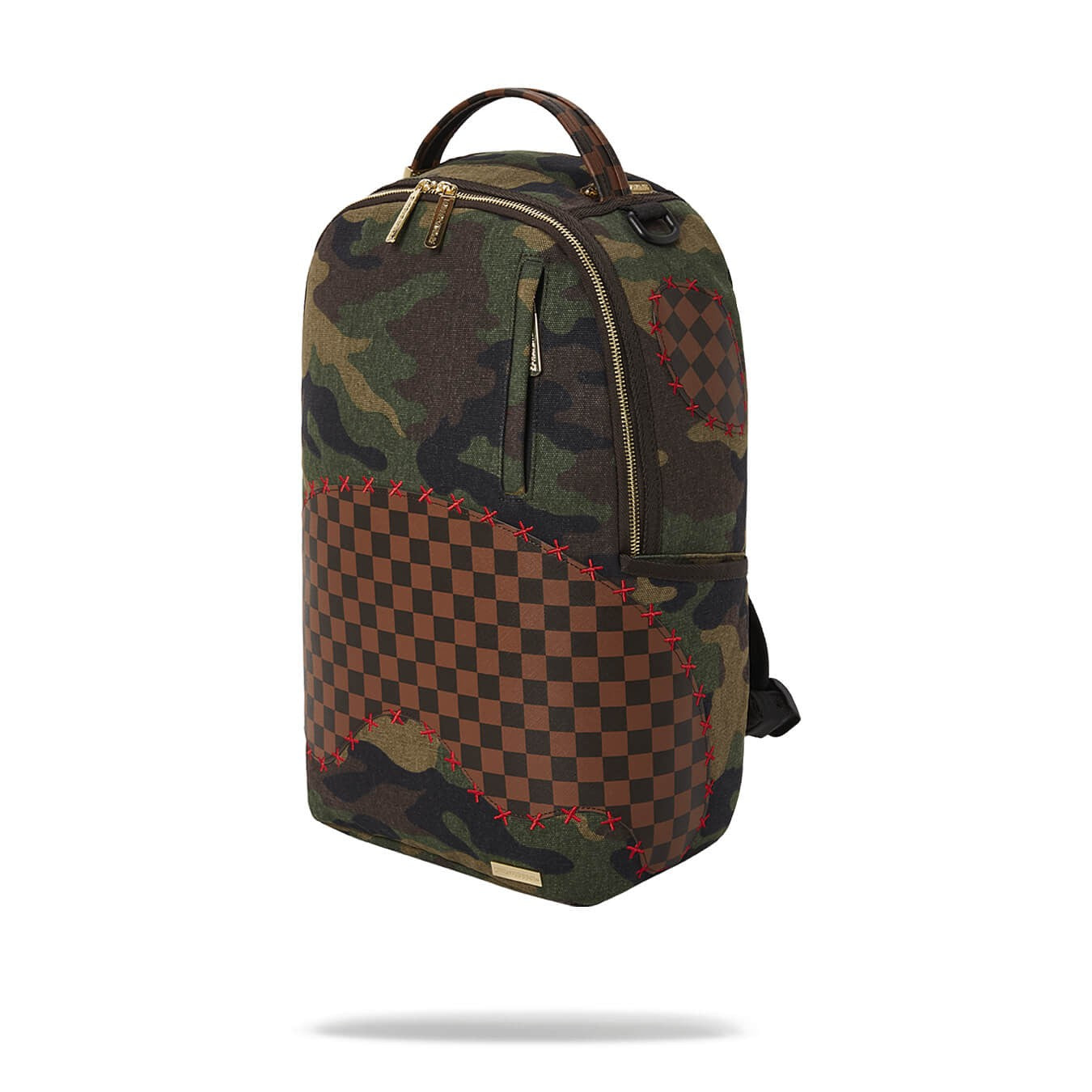 Sprayground Shark Shape Check Backpack Camo