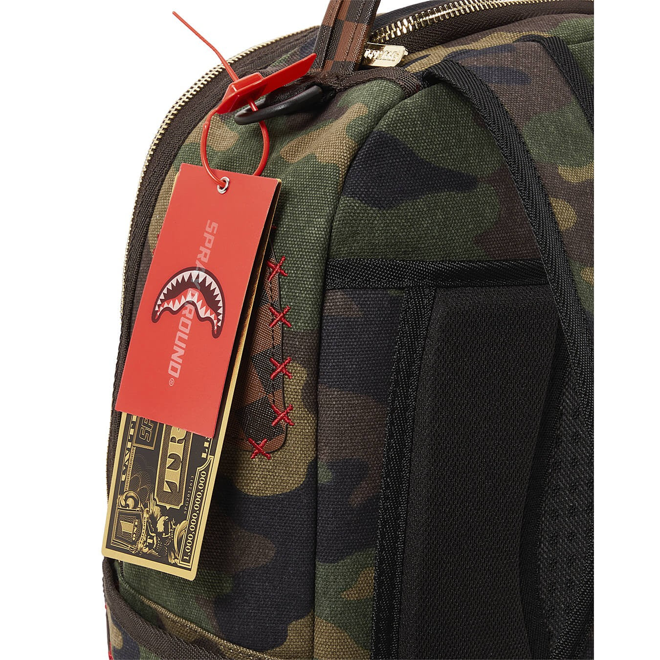 Sprayground Shark Shape Check Backpack Camo