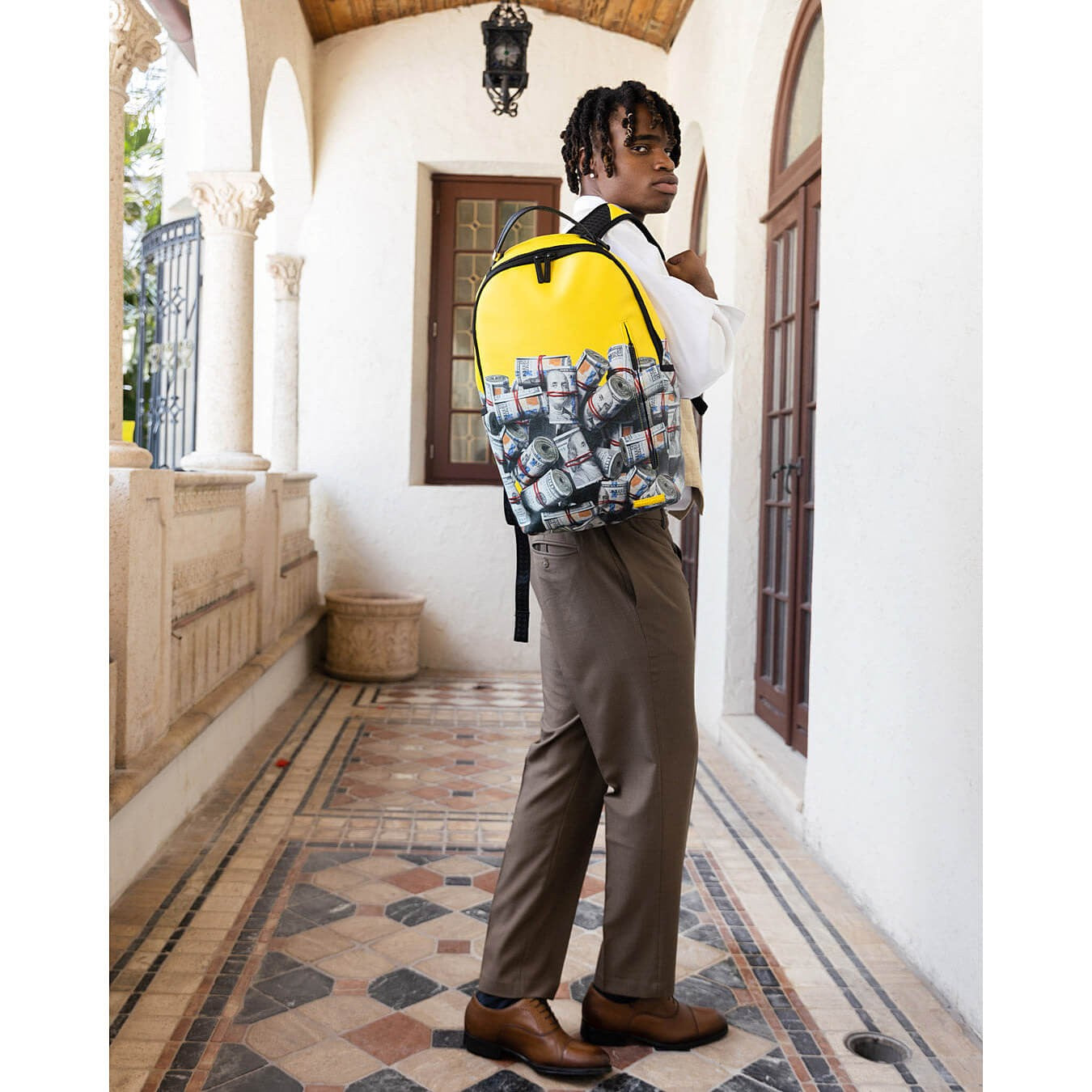 Sprayground New Money Stacks Dlx Backpack Yellow BBALLTOWN