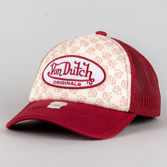 Šiltovka so sieťkou Von Dutch Originals Tampa Oval Patch béžová/červená