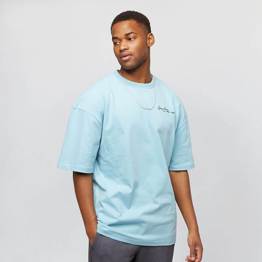 Sean John Script Logo Backprint Peached Tee Light Blue