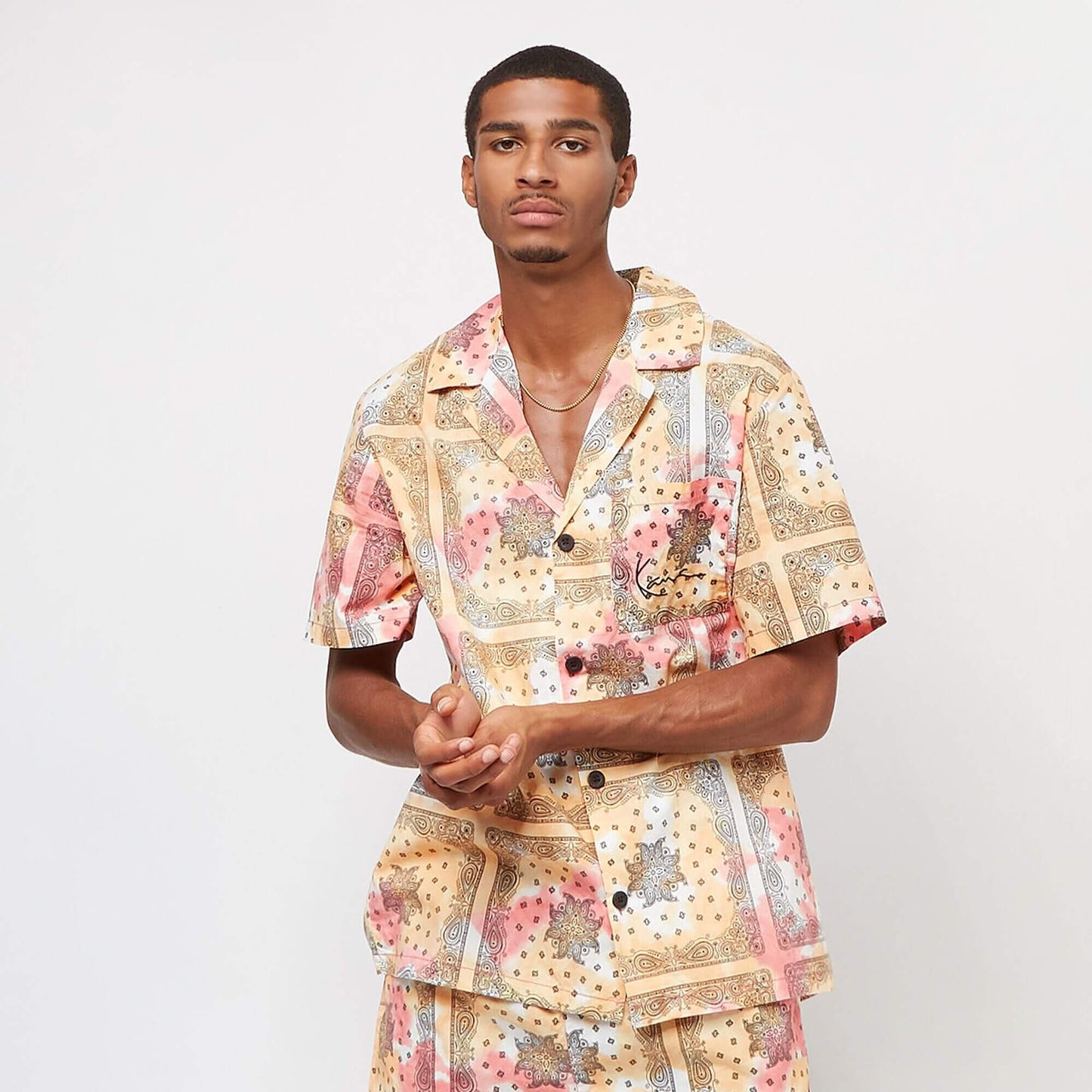 Karl Kani Chest Signature Tie dye Paisley Resort Shirt rose/orange