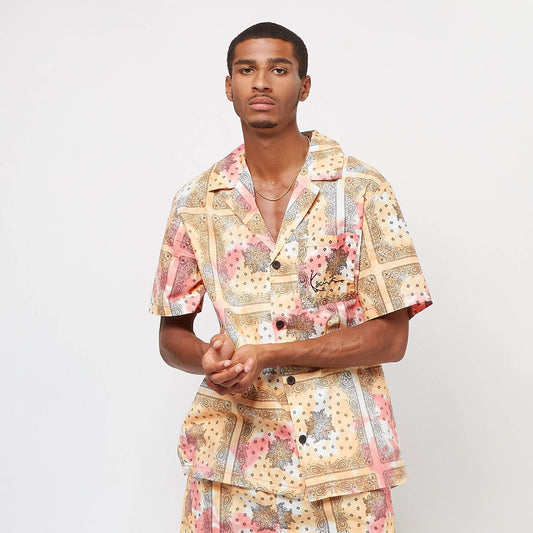 Karl Kani Chest Signature Tie dye Paisley Resort Shirt rose/orange