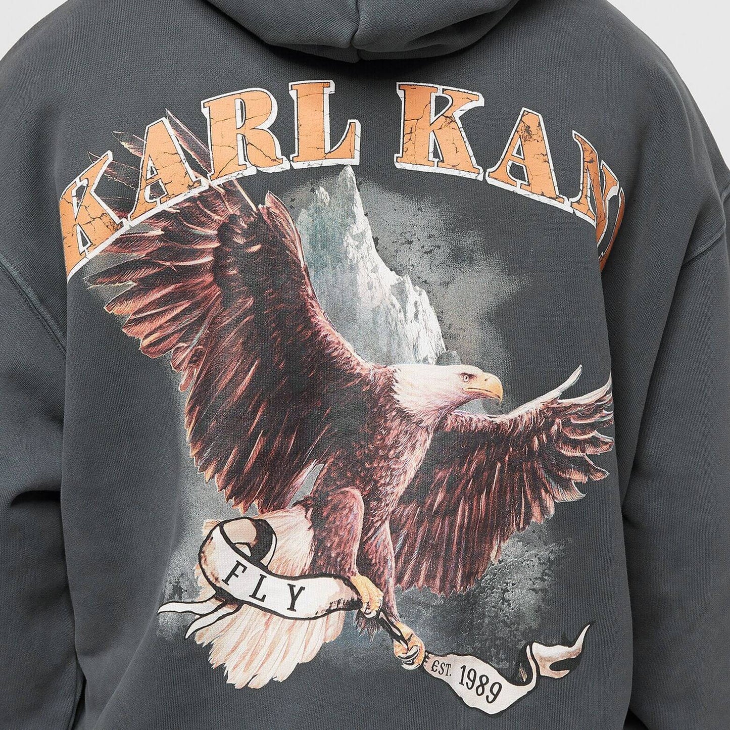 Karl Kani KK Small Signature OS Washed Heavy Sweat Eagle Hoodie black