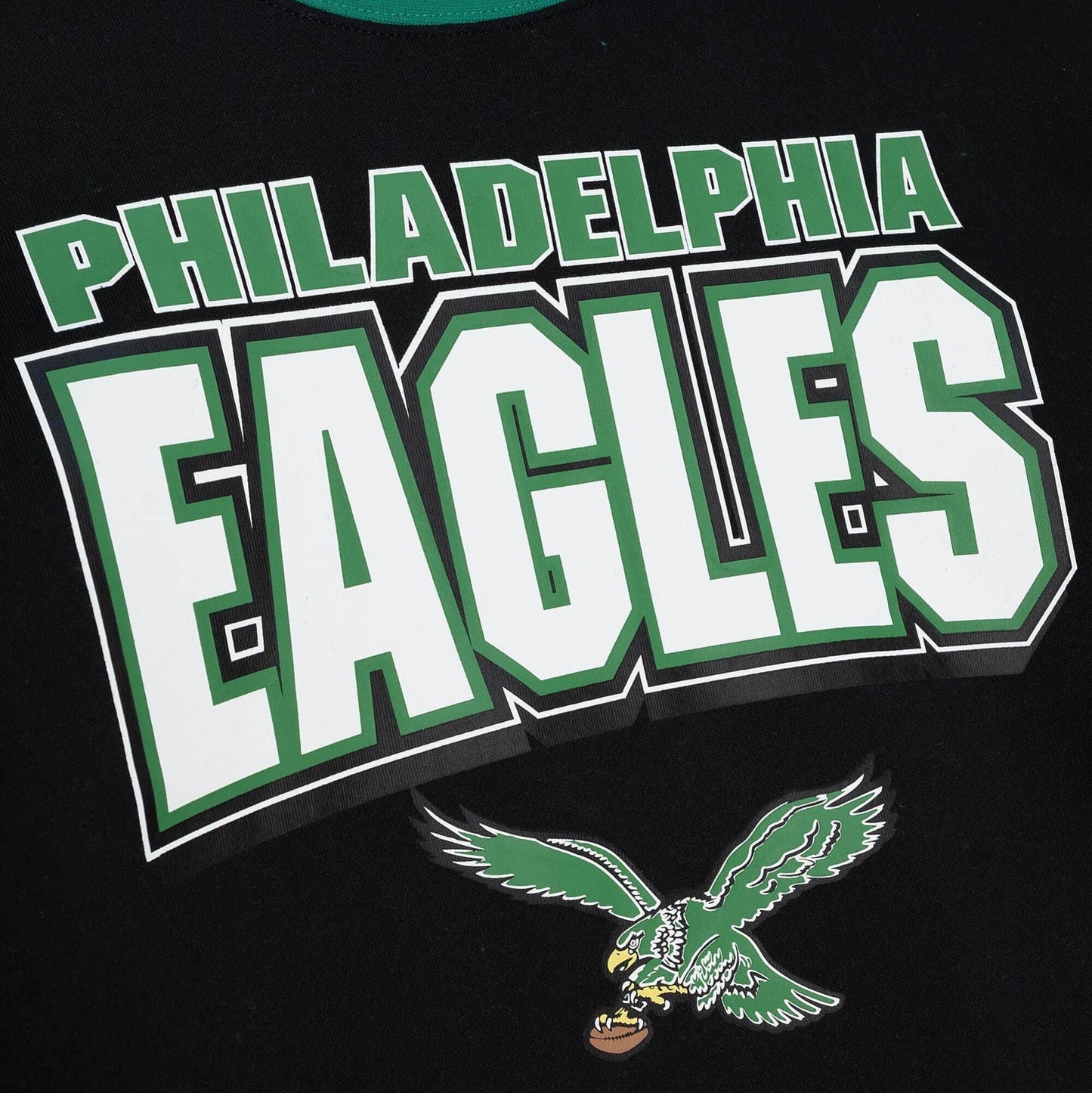 Mikina Mitchell & Ness NFL All Over Crew 2.0 PHILADELPHIA EAGLES čierna/zelená