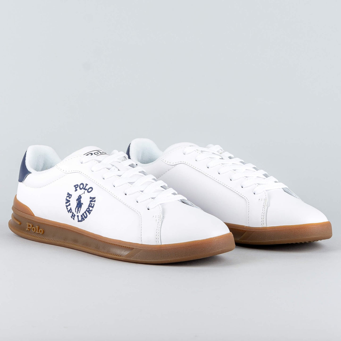 Polo Ralph Lauren HRT CRT CL-Sneakers-High Top Lace Leather White/Newport Navy