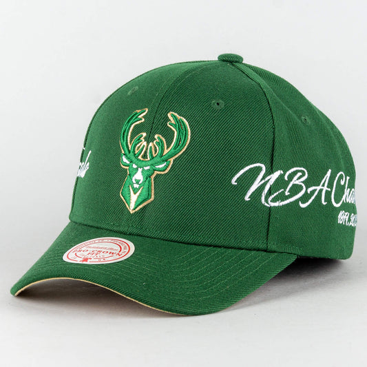 Mitchell & Ness CHAMP WRAP PRO SNAPBACK MILWAUKEE BUCKS Green