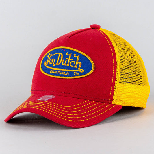 Šiltovka so sieťkou Von Dutch Originals Boston Oval Patch červená/žltá