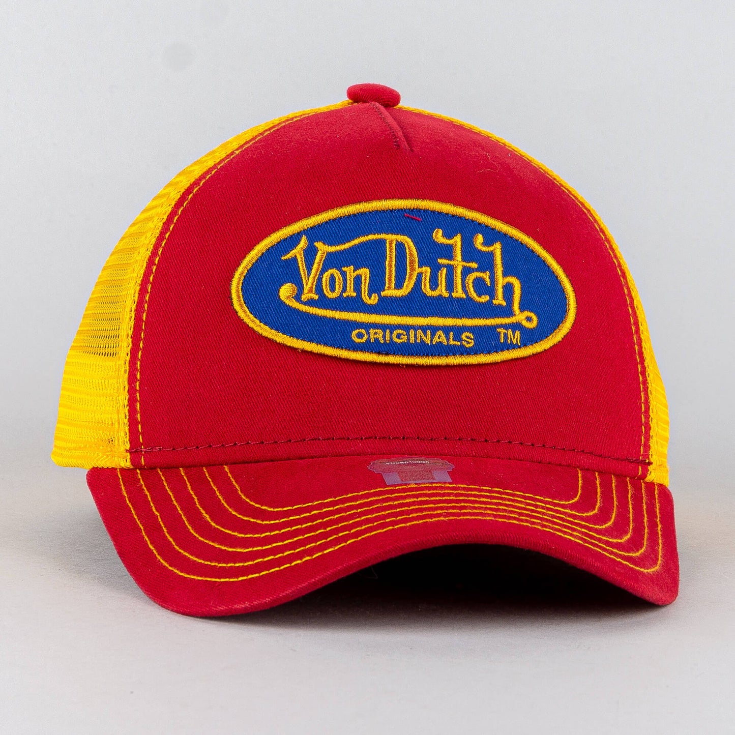 Šiltovka so sieťkou Von Dutch Originals Boston Oval Patch červená/žltá