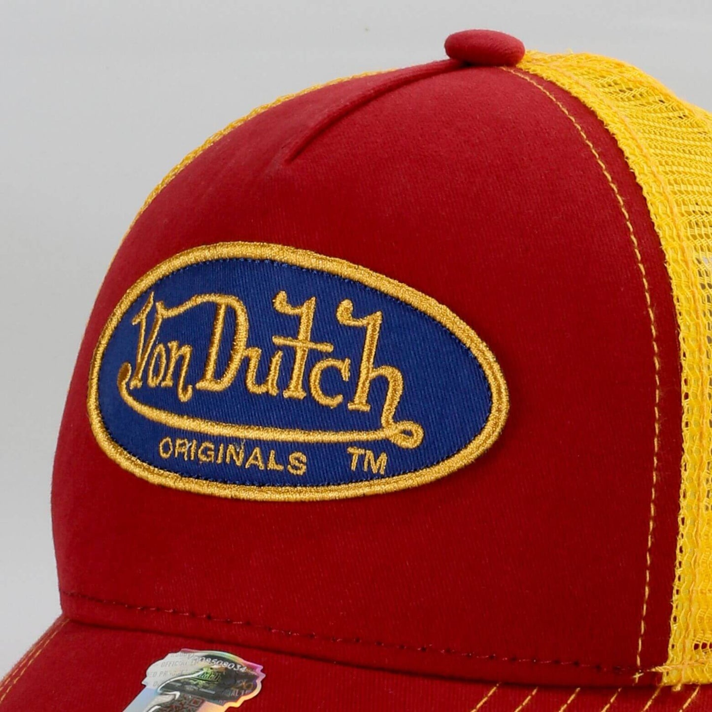 Šiltovka so sieťkou Von Dutch Originals Boston Oval Patch červená/žltá