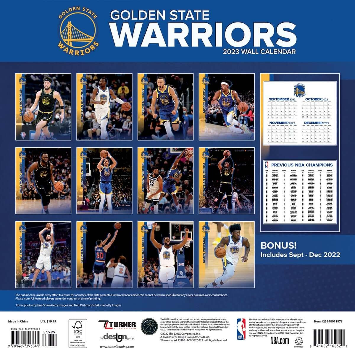 Golden State Warriors - NBA - 2023 (30x60 cm) Team Wall Calendar