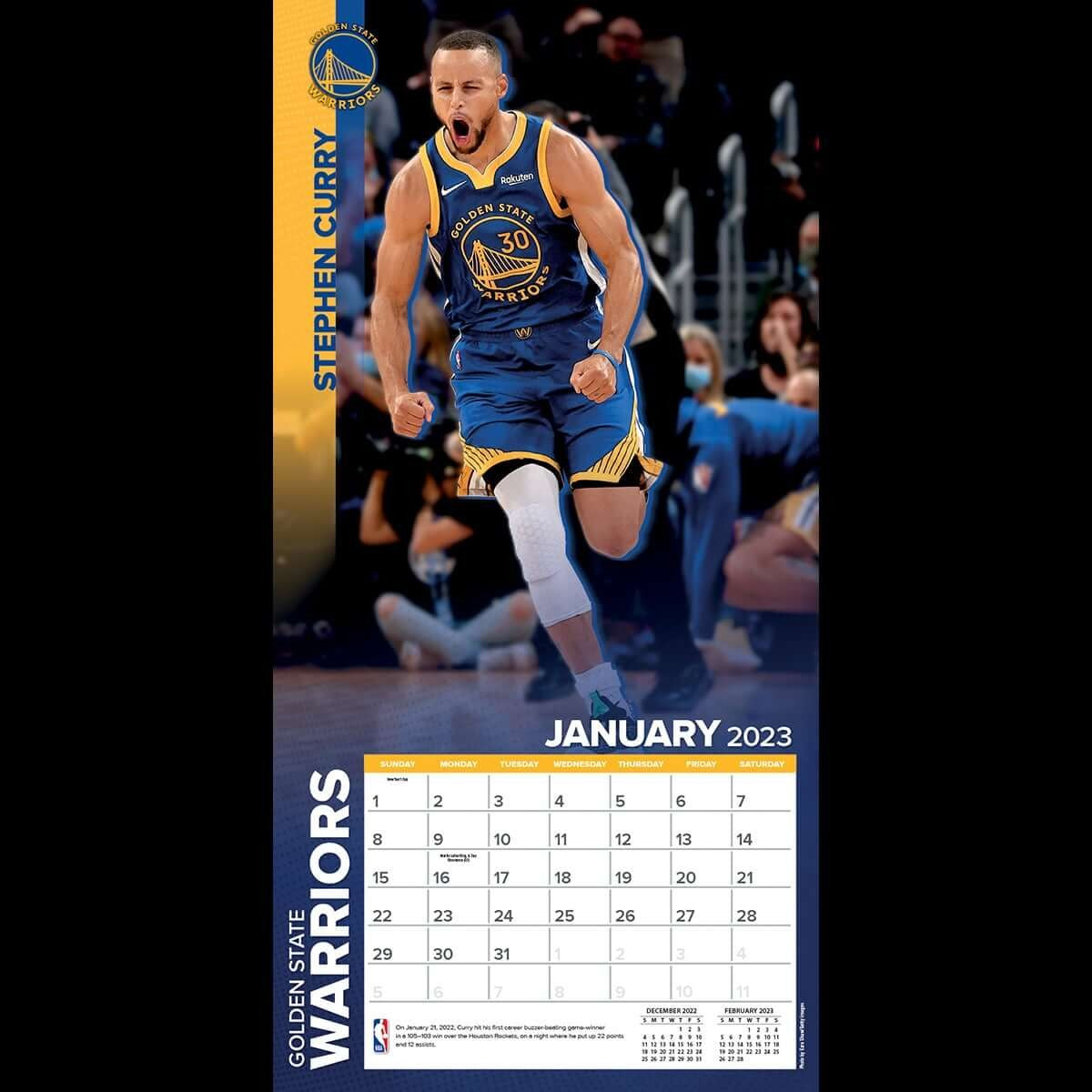 Golden State Warriors - Stephen Curry - NBA - 2023 (30x60 cm) Player Wall Calendar