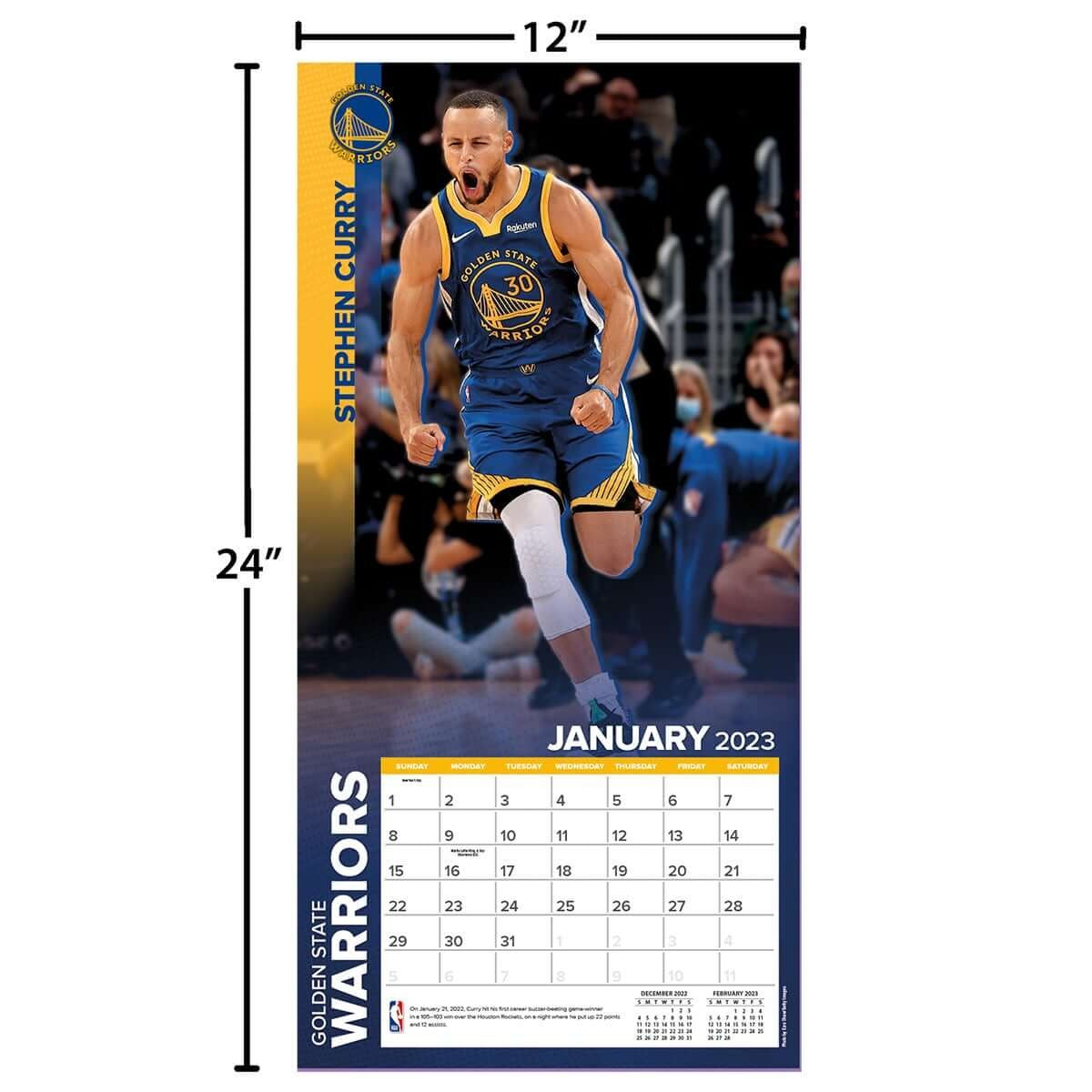 Golden State Warriors - Stephen Curry - NBA - 2023 (30x60 cm) Player Wall Calendar