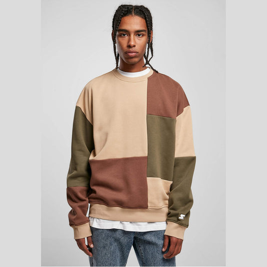 Starter Patchwork Crewneck unionbeige/darkolive/bark