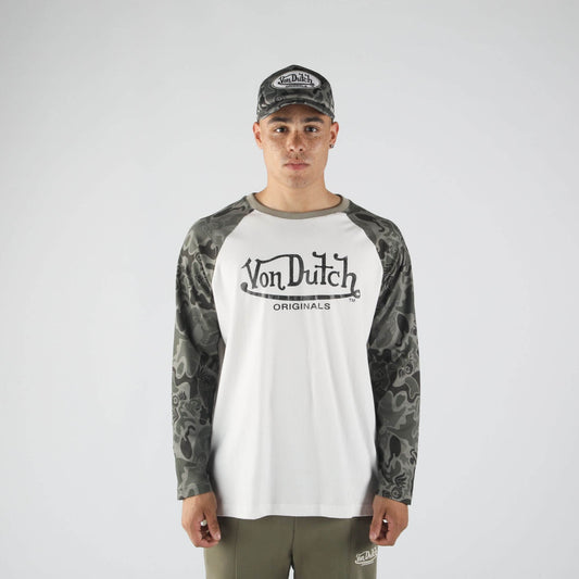 Von Dutch Originals Lane Baseball LS Print White/Camo