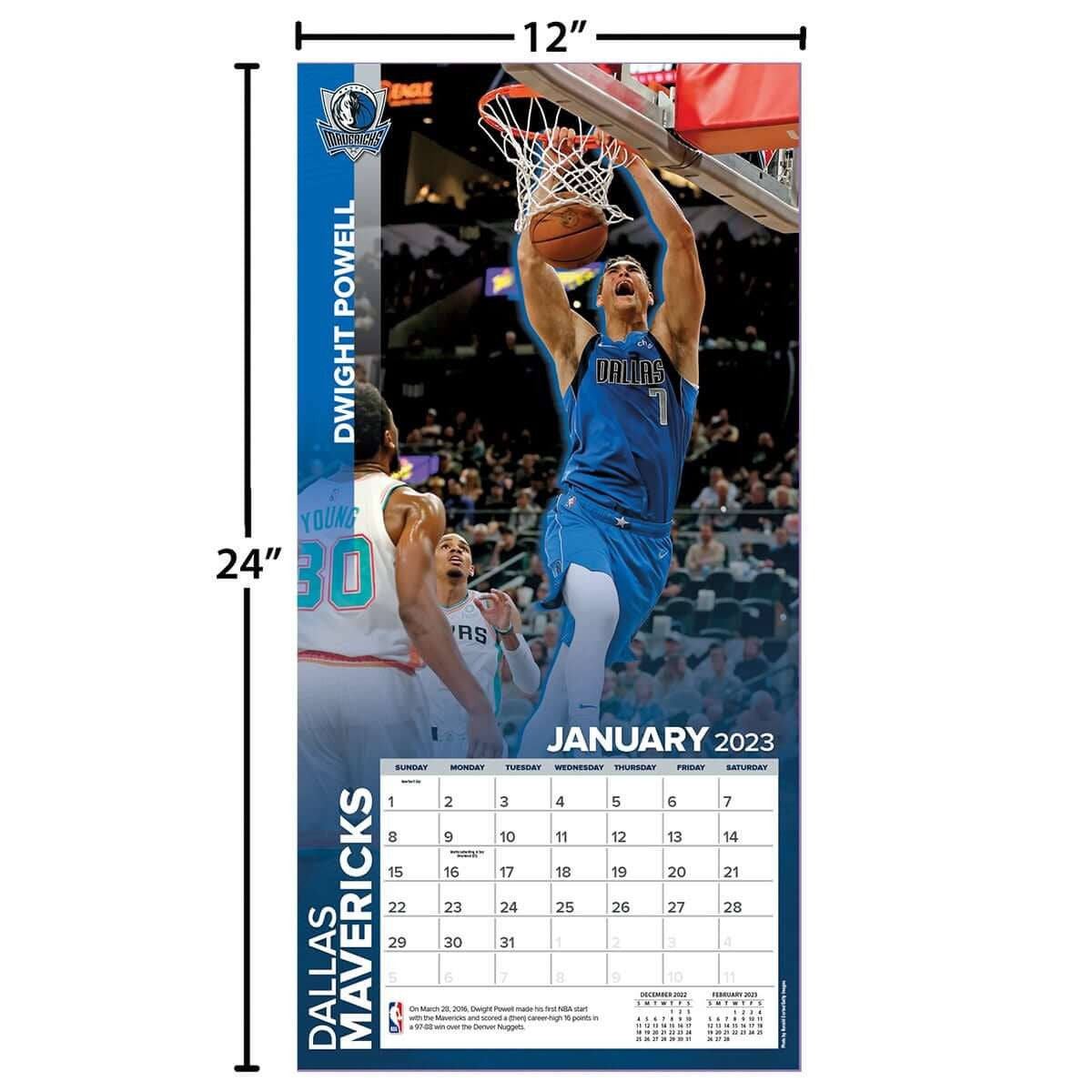 Dallas Mavericks - NBA - 2023 (30x60 cm) Team Wall Calendar