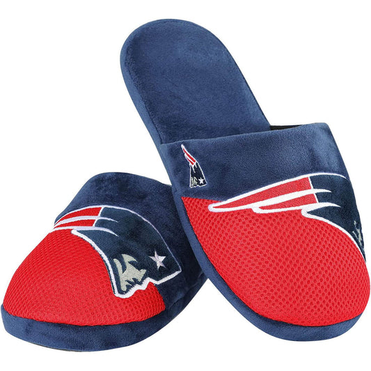 FOCO New England Patriots - NFL - Mens Team Stripe Slipper - Navy/Red