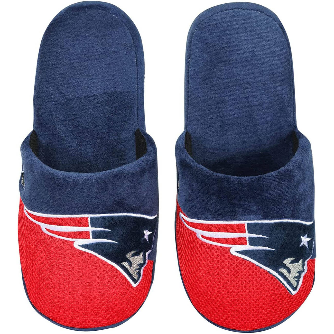 FOCO New England Patriots - NFL - Mens Team Stripe Slipper - Navy/Red