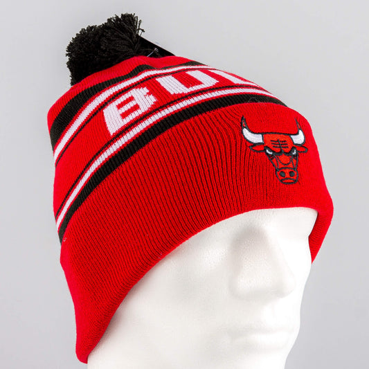 Outer Stuff Jacquard Cuffed Knit With Pom - Youth Os Chicago Bulls Red/White/Black