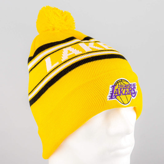 Outer Stuff Jacquard Cuffed Knit With Pom - Youth Os Los Angeles Lakers Yellow/White/Black