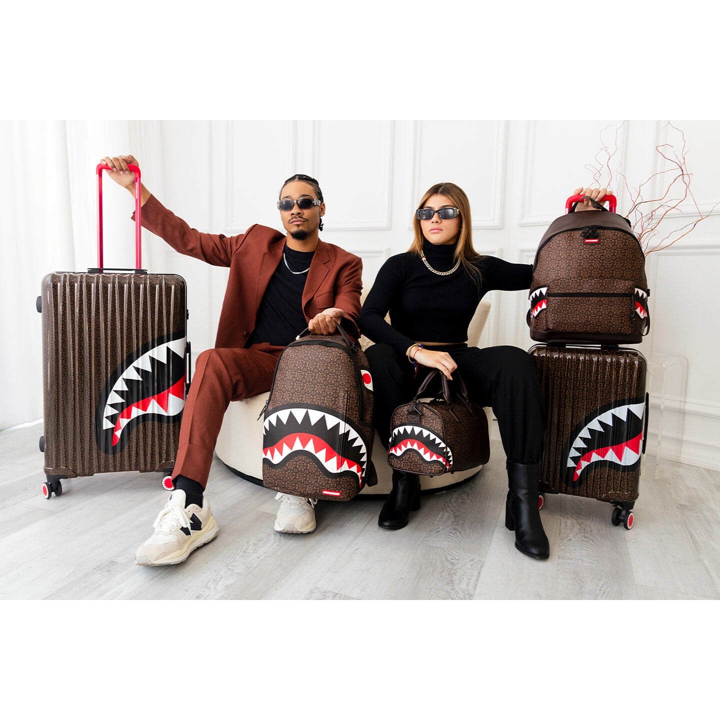 Sprayground Sharks In Paris Check Toiletry Bag - Brown