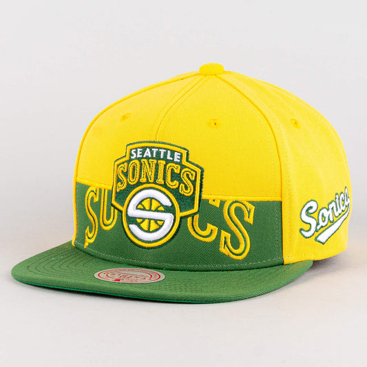 Mitchell & Ness Half N Half Snapback Hwc Seattle Supersonics Yellow / Green